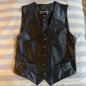 Vintage 80s black leather vest
